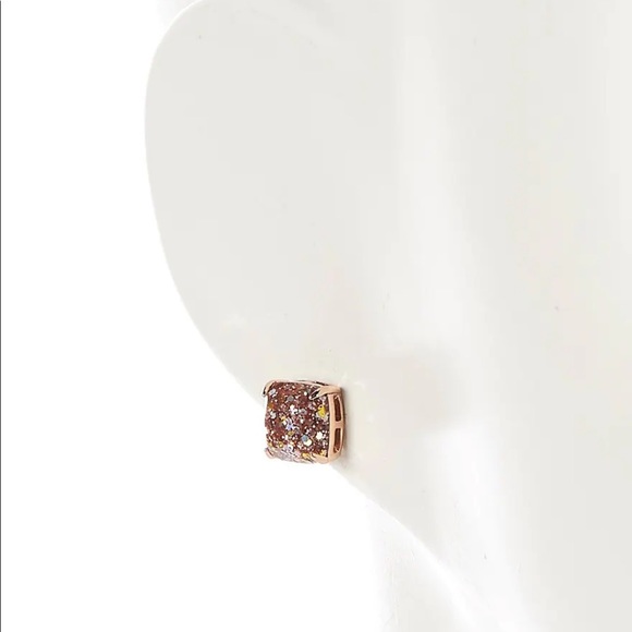 💥 RESERVED 💥 Kate Spade Rose Gold Glitter Mini Small Square Holiday Earrings - Picture 2 of 4